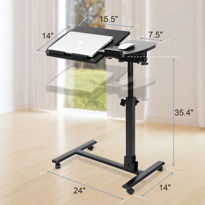 Laptop Desk Adjustable Height Laptop Stand Rolling Table Notebook W/ 4 Casters