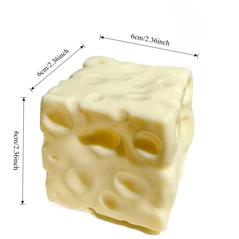Cheese Squishy Toy Realistic Cheese Shape Soft Squeeze Fidget Toy Hole Cheese Sensory Stress Relief Decompression Toy for Kids A