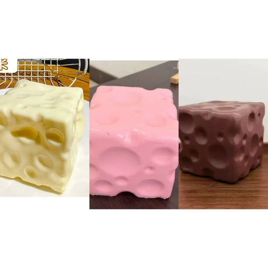 Cheese Squishy Toy Realistic Cheese Shape Soft Squeeze Fidget Toy Hole Cheese Sensory Stress Relief Decompression Toy for Kids A