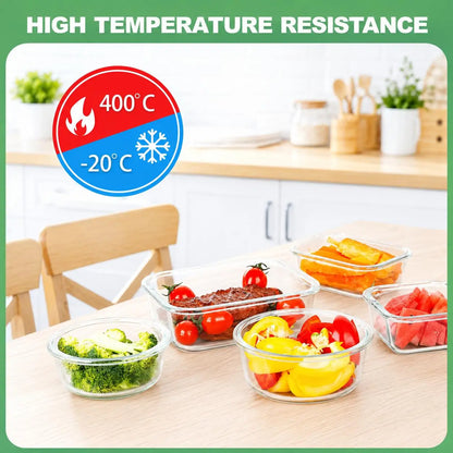 12Pcs Premium Glass Food Storage Containers Set Airtight Meal Prep Lunch Box with Silicone Lids Leak Proof BPA Free Stackable Kitchen Organizer Bowls Microwave Oven Freezer Dishwasher Safe Jars