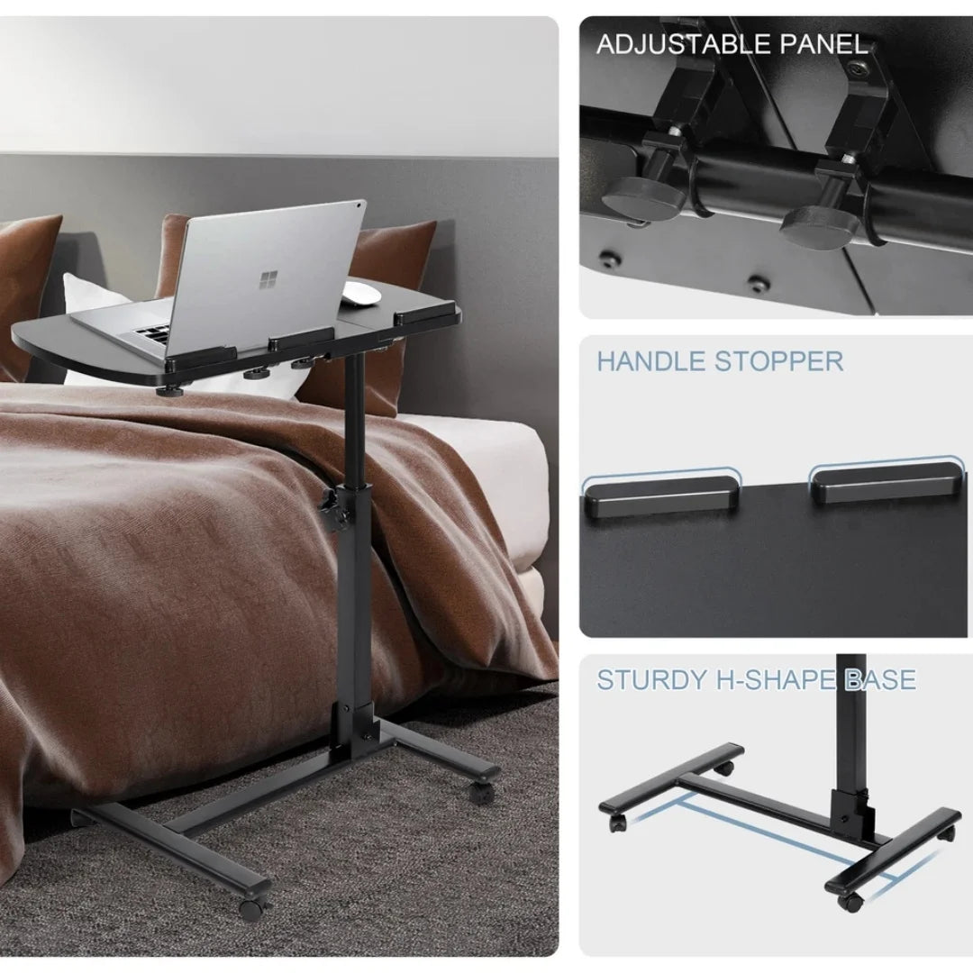 Laptop Desk Adjustable Height Laptop Stand Rolling Table Notebook W/ 4 Casters