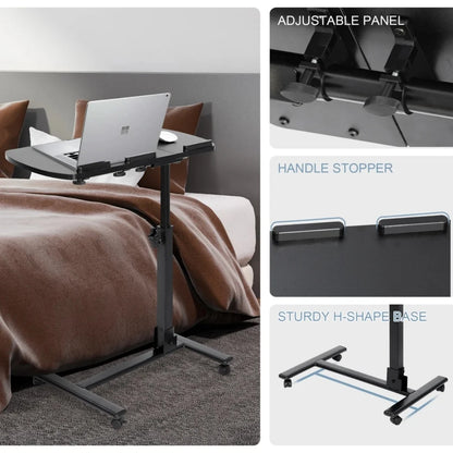Laptop Desk Adjustable Height Laptop Stand Rolling Table Notebook W/ 4 Casters