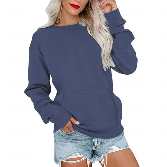 Loose Crew Neck Hoodie Pure Color Casual Sportswear Set for Women Spring Season No Sleeve Three Piece Set Department Store Av...