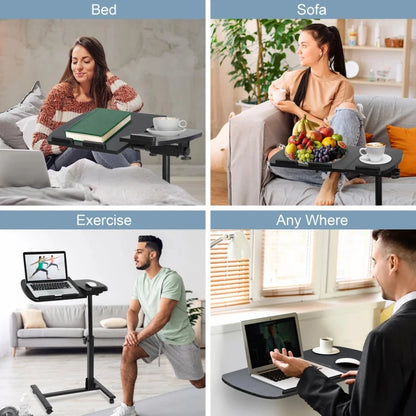Laptop Desk Adjustable Height Laptop Stand Rolling Table Notebook W/ 4 Casters