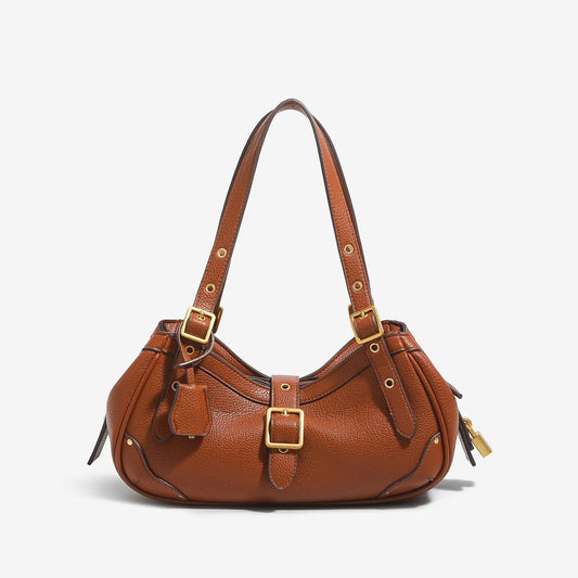 New Motorcycle Style Multi‑layer Shoulder Handbag for  Women, Fashion PU Soft Leather Medium Size Commuter Underarm Bag