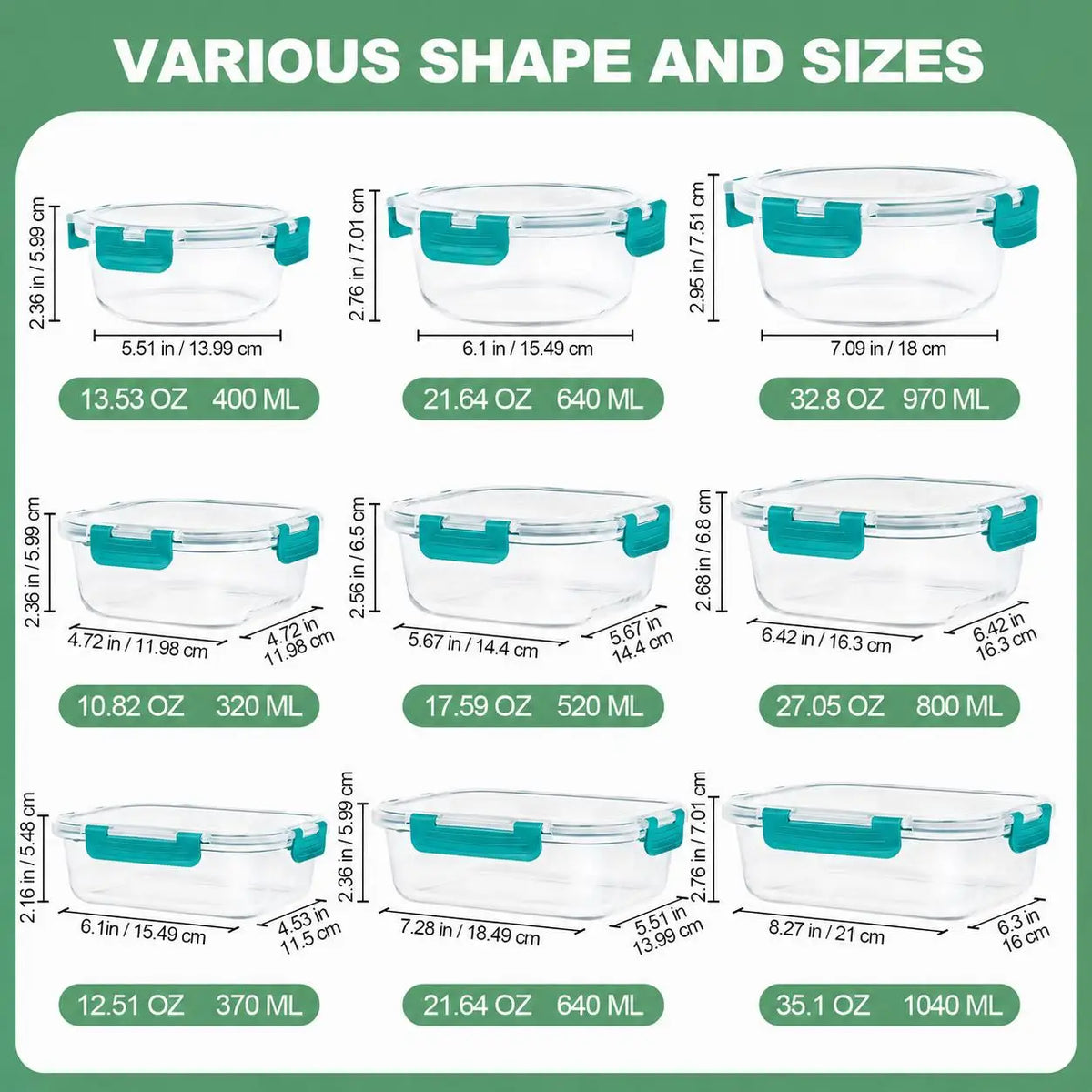 12Pcs Premium Glass Food Storage Containers Set Airtight Meal Prep Lunch Box with Silicone Lids Leak Proof BPA Free Stackable Kitchen Organizer Bowls Microwave Oven Freezer Dishwasher Safe Jars