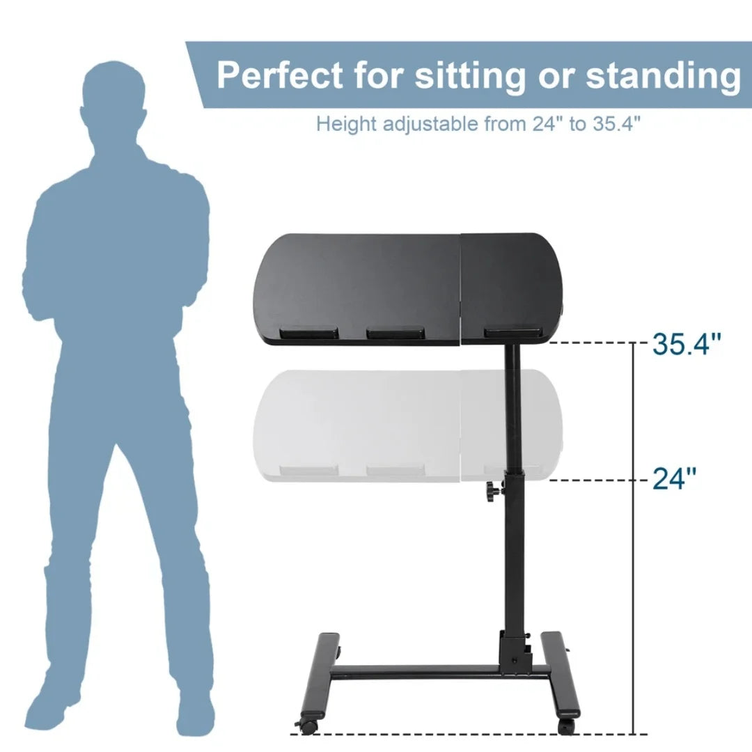 Laptop Desk Adjustable Height Laptop Stand Rolling Table Notebook W/ 4 Casters